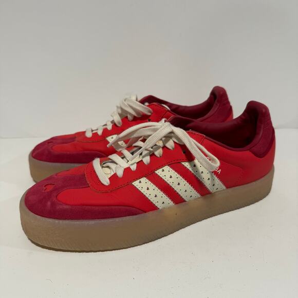 Adidas Women's Samba Valentine's Day Sneakers Red Pink 10 Platform Leather - Picture 4 of 9
